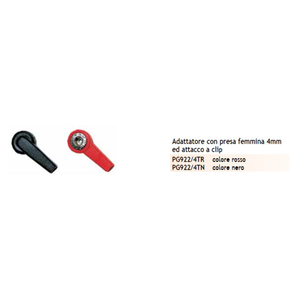 Adattatore Con Presa Femmina 4mm Ed Attacco A Clip Rosso