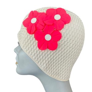 Cuffia Per Mare E Piscina Aerata Dream Bianca Fiori Rilievo Fucsia