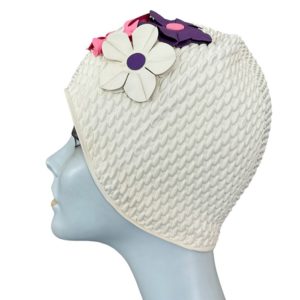 Cuffia Per Mare E Piscina Aerata Dream Fiori Rilievo Viola Rosa Bianco