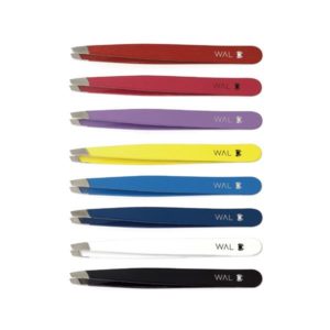Pinzetta Per Sopracciglia Colorata Acciaio Inox Taglio Obliquo 9,5cm Wal 06