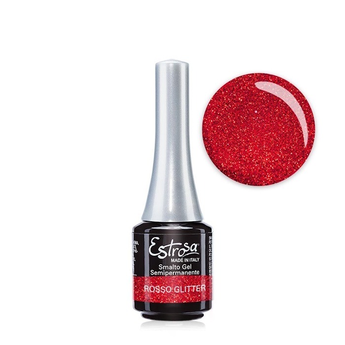 Estrosa Smalto Semipermanente 7ml Rosso Glitter