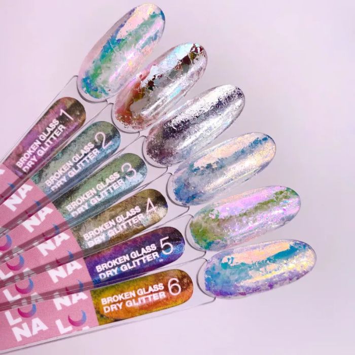Lunamoon Set Of Dry Glitters For Nails Broken Glass 6 Pcs