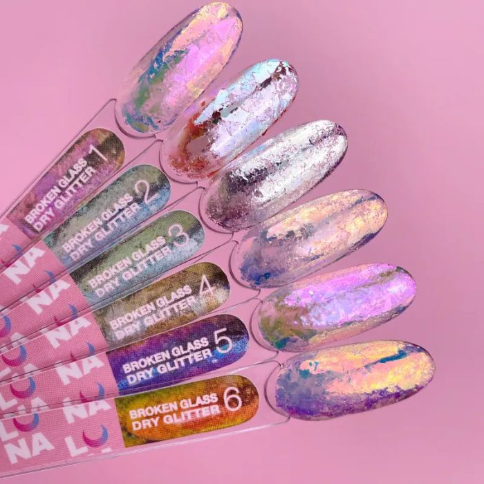 Lunamoon Set Of Dry Glitters For Nails Broken Glass 6 Pcs